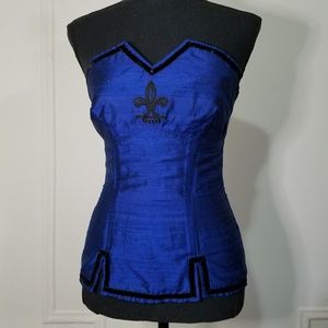 Vintage blue Shrine of Hollywood corset top EUC